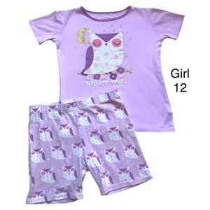 Purple Owl Kids Girl Pajamas Set Size 12